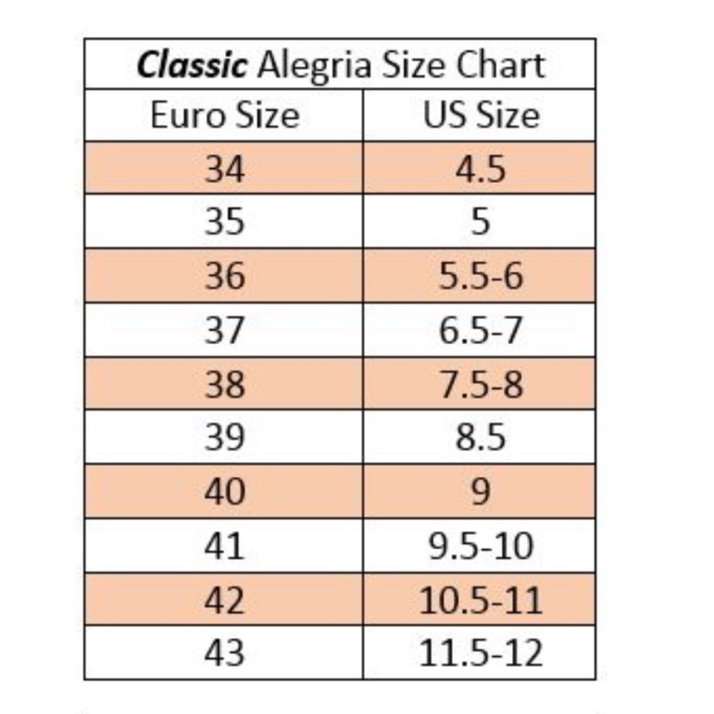 Please Use Alegria Sizing Chart For Correct Sizing - image 6